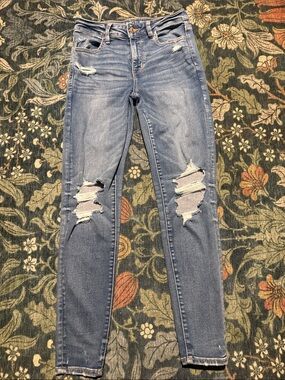American Eagle Distressed Skinny Jeans - Blue